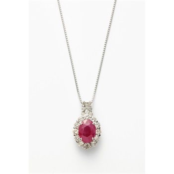 プラチナルビー0.7ct/ダイヤ計0.3ctネックレス(鑑別カード付)<06 従販>(プラチナ-フリー)
