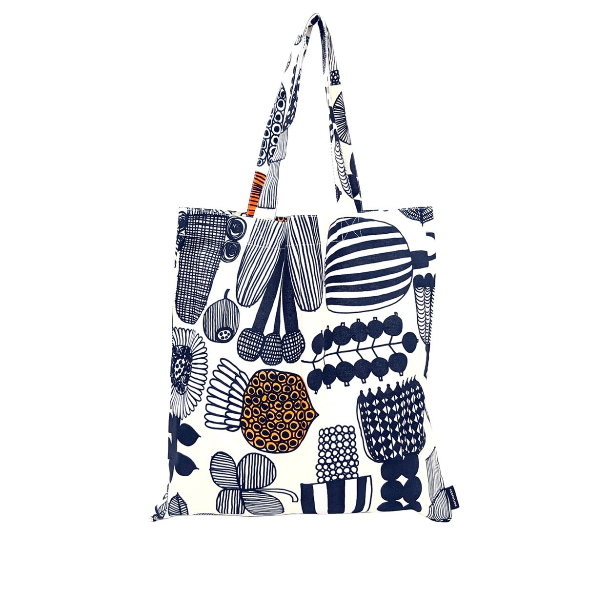 marimekko(マリメッコ) Puutarhurin Parhaat トートバッグ 074339 193<08 3日間>(ブラック×オレンジ-フリー)
