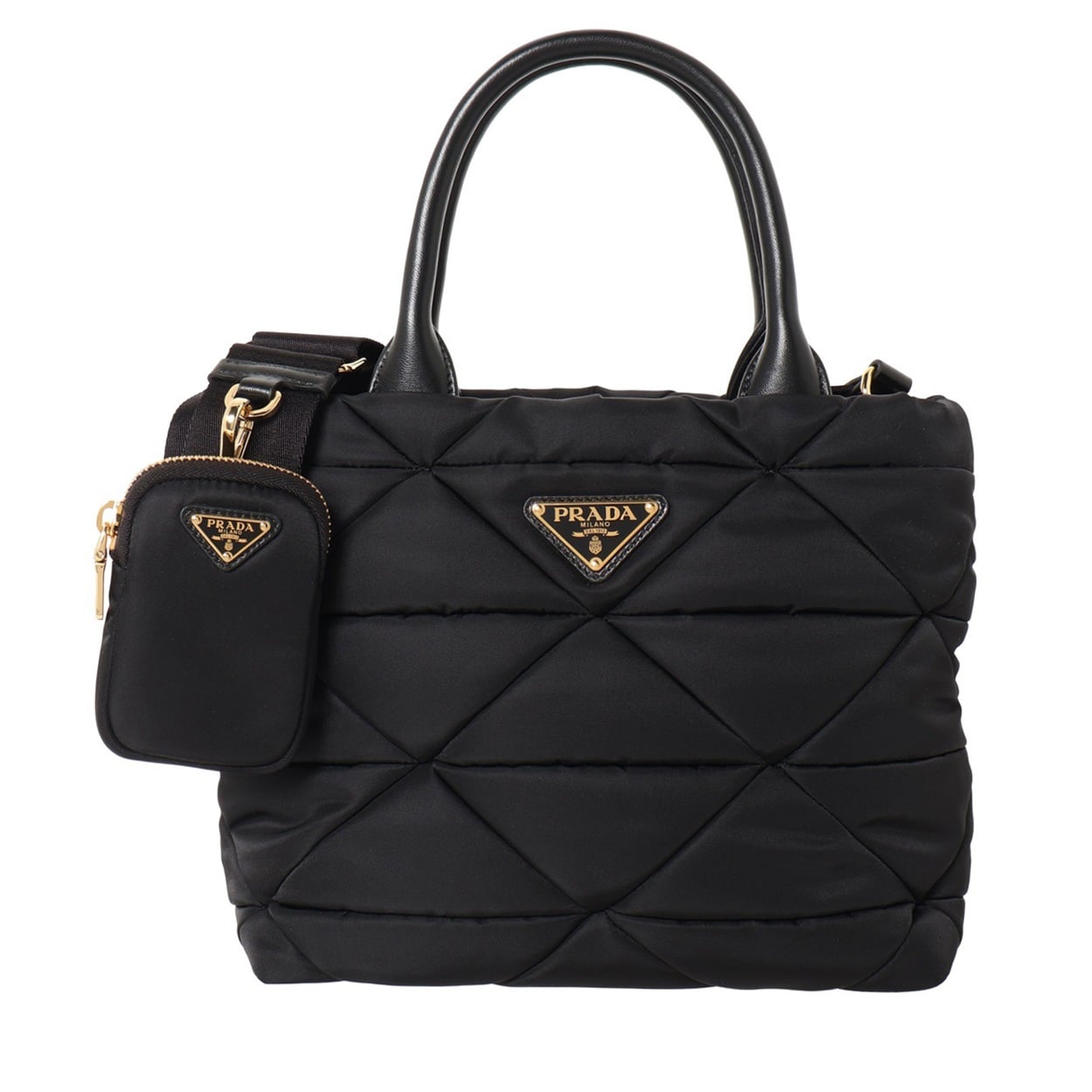 PRADA(プラダ) スモール パデッド Re-Nylon トートバッグ 1BG373 B9M RDJN F0632<07 超ナツ>(ブラック-フリー)