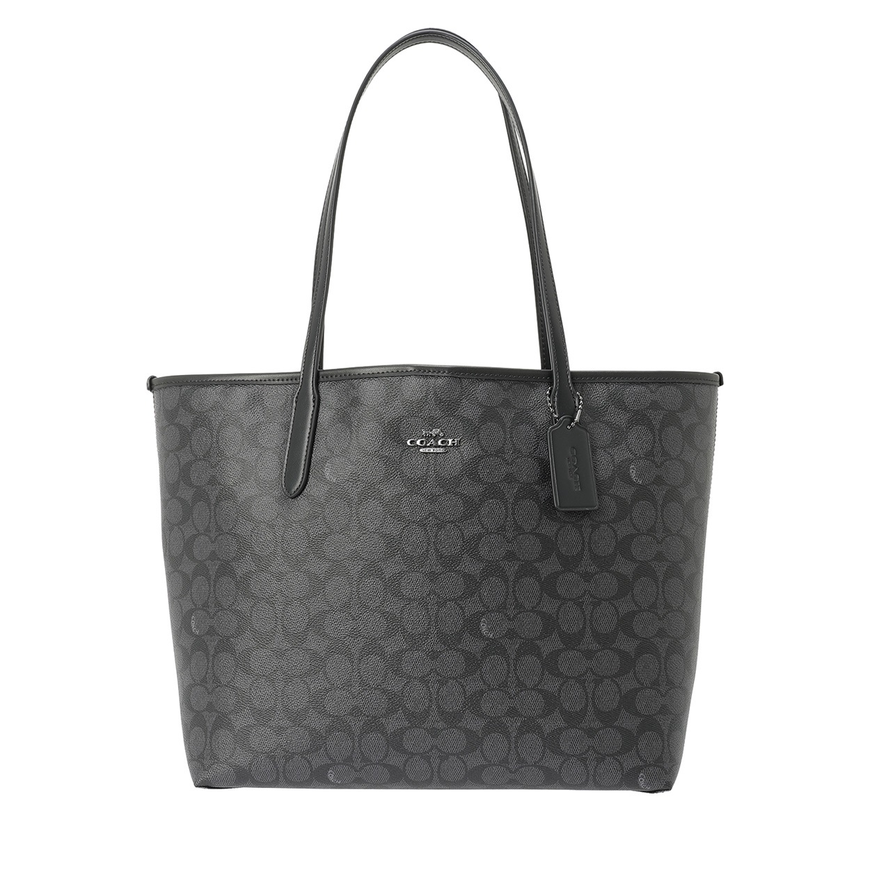 COACH(コーチ) シティ トート バッグ・シグネチャー キャンバス CV976 QBMI5<07 超ナツ>(チャコール/ブラック-フリー)