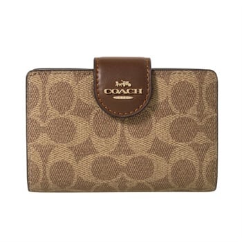COACH(コーチ) ミディアム コーナー ジップ ウォレット・シグネチャー キャンバス CW786 IMXHE<07 超ナツ>(タン/ブラウン-フリー)