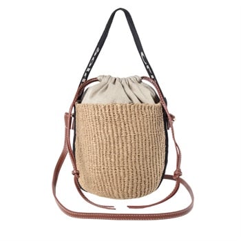 CHLOE(クロエ) リネン製WoodyWoodyスモールトートバッグ CHC23AS381 L18 915<08 予約会>(ブラック/ベージュ-フリー)