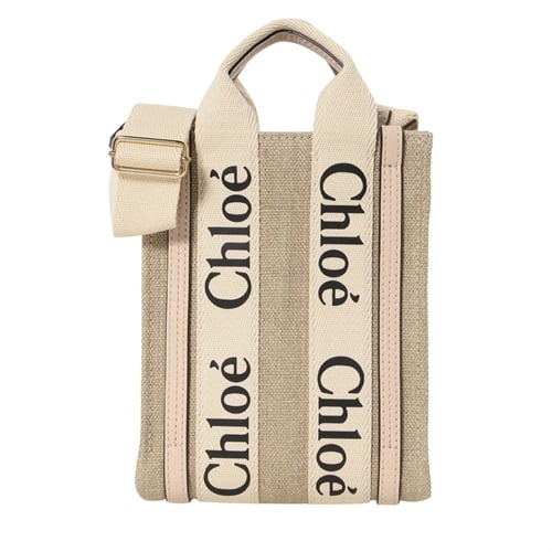 CHLOE(クロエ) リネン製Woodyノース-サウスミニトートバッグ CHC24AP243 I26 6J5<08 予約会>