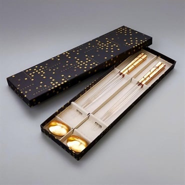 金沢金箔 箔一 HAKUICHI 箸・箸置きセット クリア箸 貫入(金)<2組> A231-09010<09 予約会>