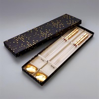 金沢金箔 箔一 HAKUICHI 箸・箸置きセット クリア箸 貫入(金)<2組> A231-09010<09 予約会>(キン-フリー)