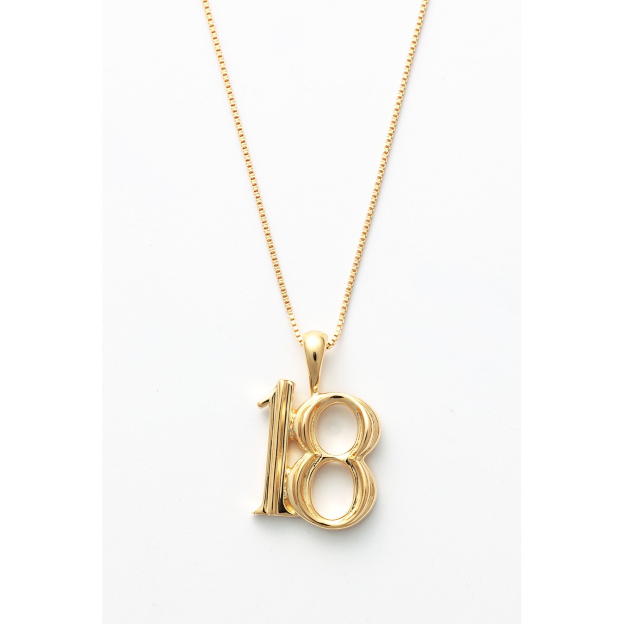 18金 ナンバーネックレス 「18番」<10 10日間>(キン-フリー)
