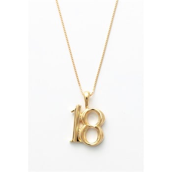 18金 ナンバーネックレス 「18番」<10 10日間>(キン-フリー)
