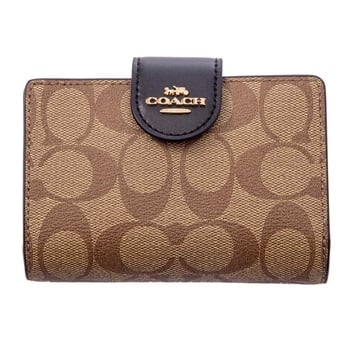 COACH(コーチ) ミディアム コーナー ジップ ウォレット C0082 IMCBI<11 BF事前>(カーキ/ブラック-フリー)