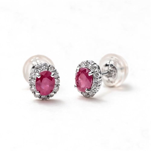 プラチナルビー計0.4ct/ダイヤ計0.1ctピアス<11 3日間>