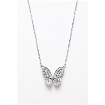 プラチナダイヤ計0.2ct バタフライネックレス<11 10日間>(プラチナ-フリー)