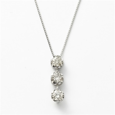 プラチナダイヤ計1.0ct スリーストーンネックレス(鑑定書付)<11 BF事前>
