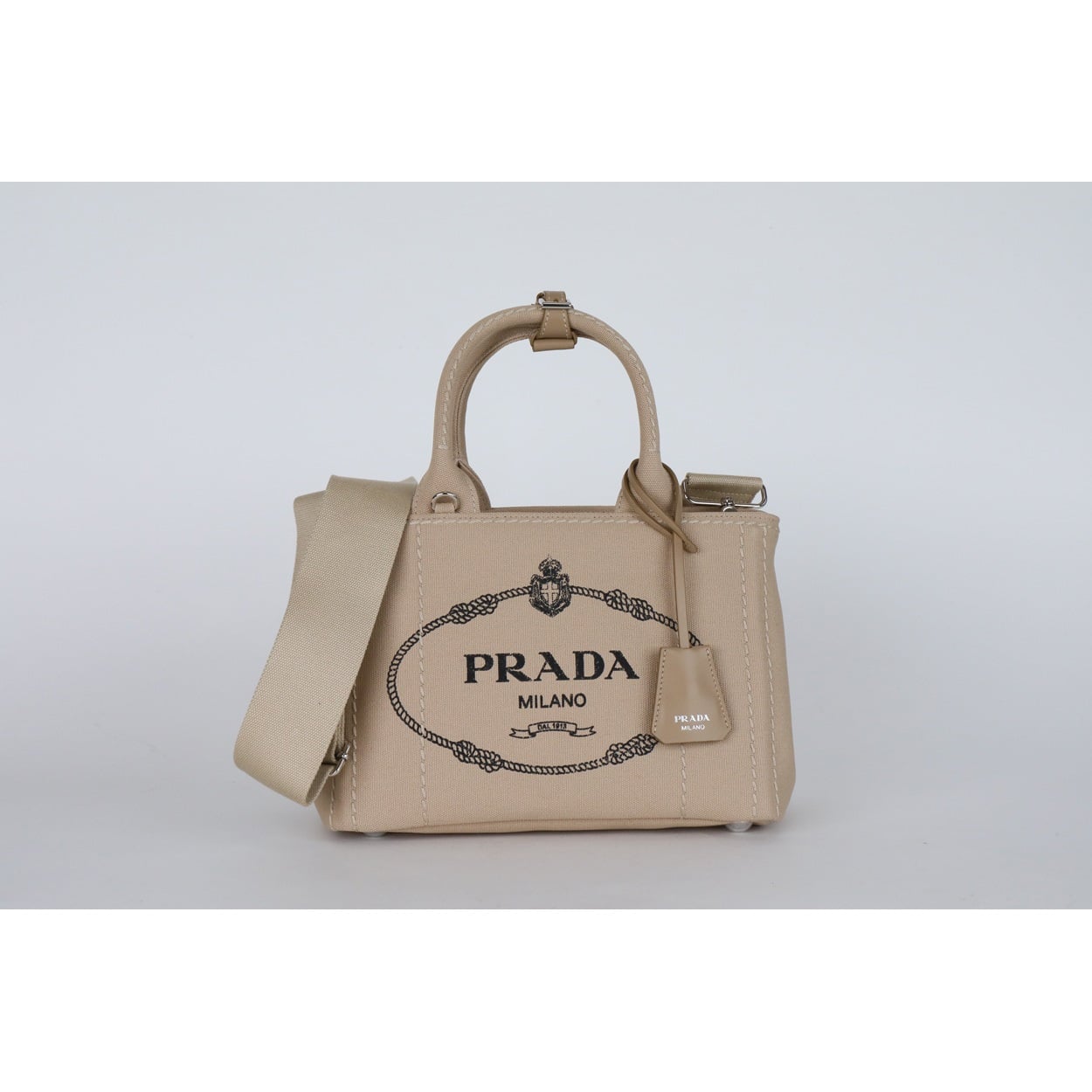PRADA(プラダ) ジャルディニエール コットンキャンバス スモールバッグ 1BG464 2HF3 F0065 V-NLO ユニセックス<11 BF先行>(コードベージュ-フリー)