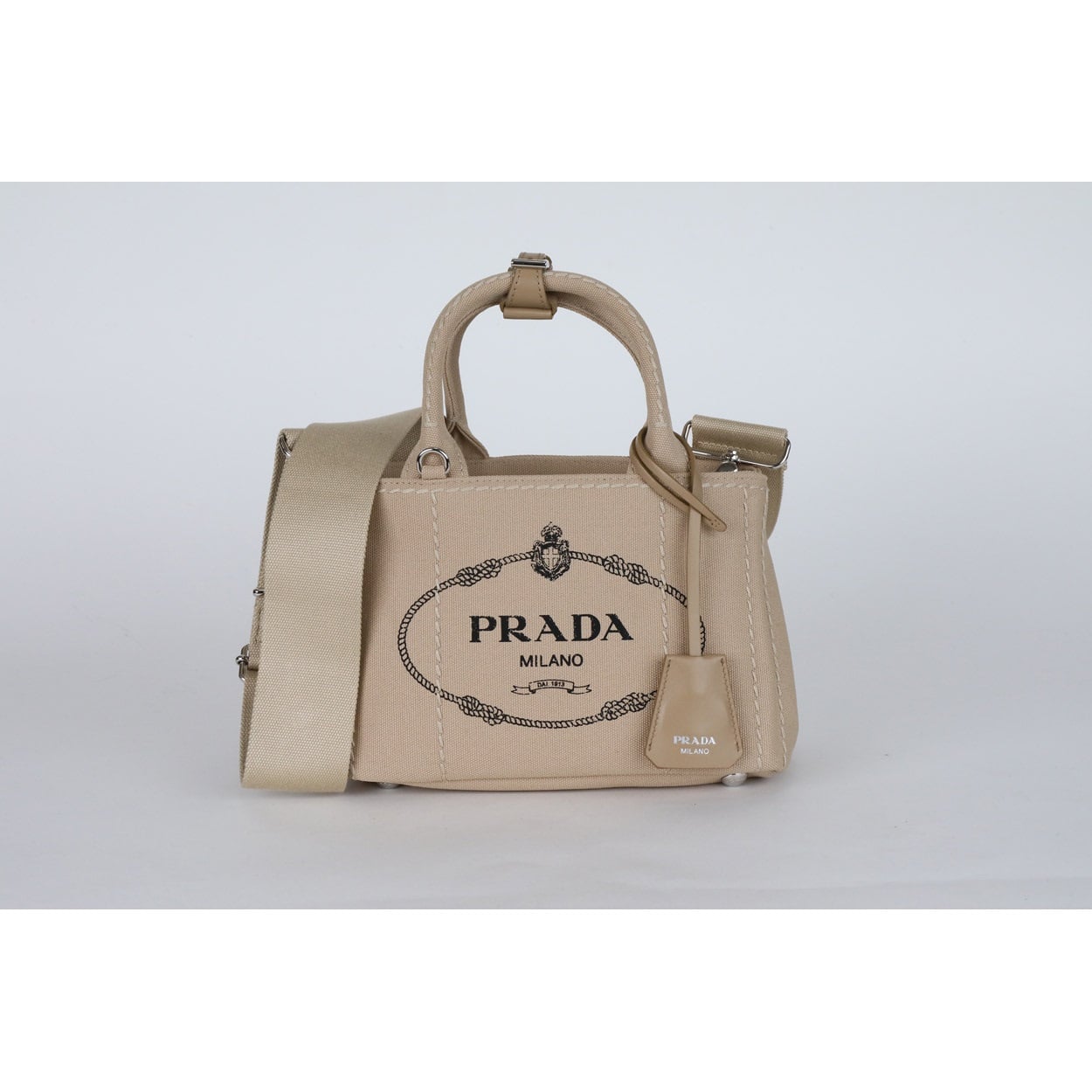 PRADA(プラダ) ジャルディニエール コットンキャンバス ミニバッグ 1BA038 2HF3 F0065 V-NLM ユニセックス<11 BF先行>(コードベージュ-フリー)
