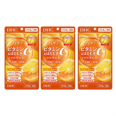 DHC グミサプリ ビタミンC＆はとむぎ×マルチビタミン レモン味(80粒×3個セット)