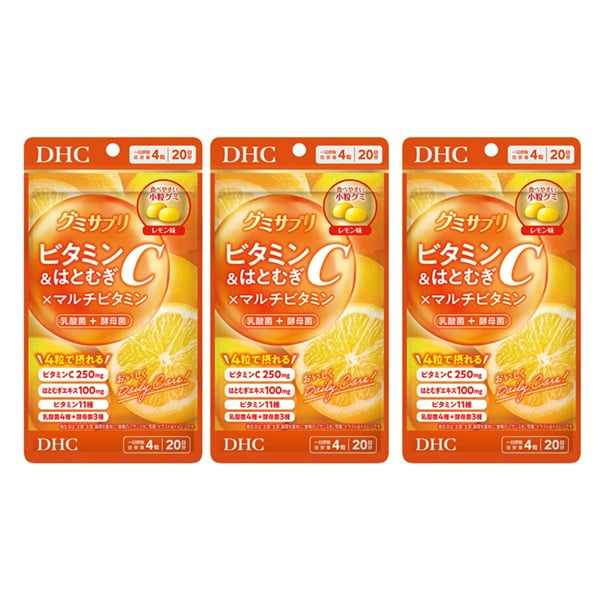 DHC グミサプリ ビタミンC＆はとむぎ×マルチビタミン レモン味(80粒×3個セット)