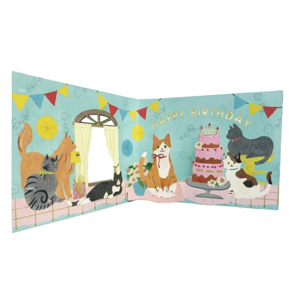 バースデーカードセット バースデーカード 金箔バースデーケーキ ブルー GB2091 イーズ