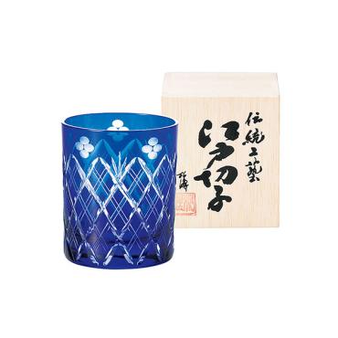 江戸切子 小花剣矢来紋 ロックグラス(木箱入) | イオンスタイル