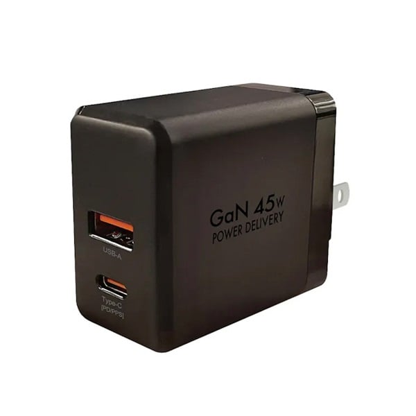 PD対応AC充電器 45W 2Port （C＆A）(ブラック)