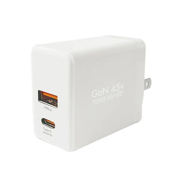 PD対応AC充電器 45W 2Port （C＆A）(ホワイト)