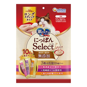 とろリッチ にっぽんselect 120g ユニ・チャーム(無添加とろリッチ3種のアソートまぐろ＆かつお＆鶏ささみ)