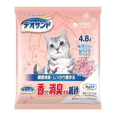 デオサンド 香りで消臭する紙砂 RefF ピュアフローラルの香り 4.8L ユニ・チャーム