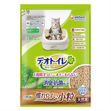 デオトイレ 消臭・抗菌チップ天然木チップ ユニ・チャーム(小粒 3.8L)