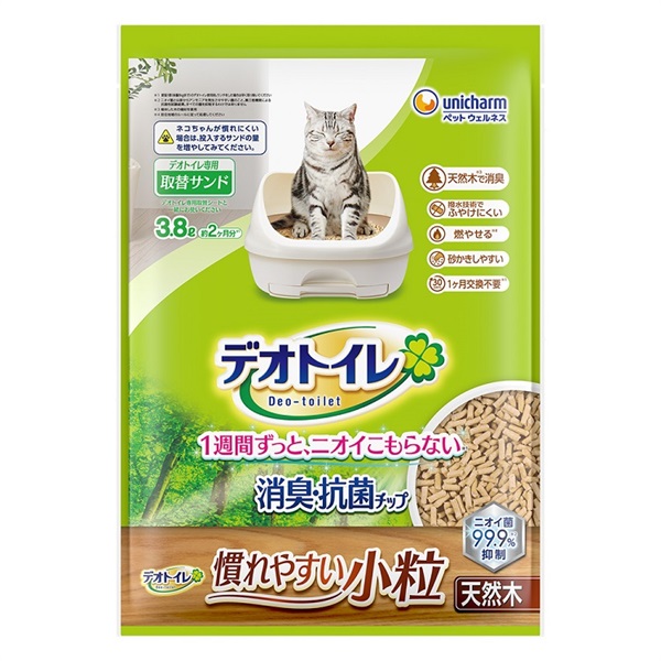 デオトイレ 消臭・抗菌チップ天然木チップ ユニ・チャーム(小粒 3.8L)