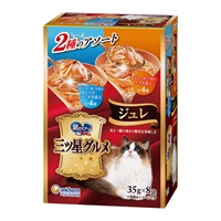 銀のスプーン 三ツ星グルメ パウチ 2種のアソート 35g×8袋 ユニ・チャーム(ジュレ/まぐろかつおしらす・かにかま/まぐろかつお・ささみ)