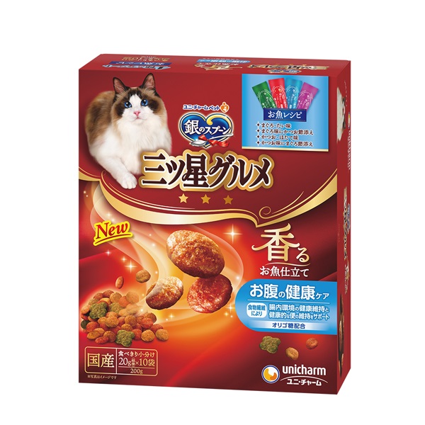 銀のスプーン 三ツ星グルメ 香るお魚仕立て 4種のアソート 200g ユニ・チャーム(お腹の健康ケア/お魚レシピ)