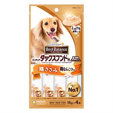 ベストバランス おやつ ミニチュア・ダックスフンド用 鶏ささみ 鶏なんこつ入り 15g×4本 Best Balance ユニ・チャーム