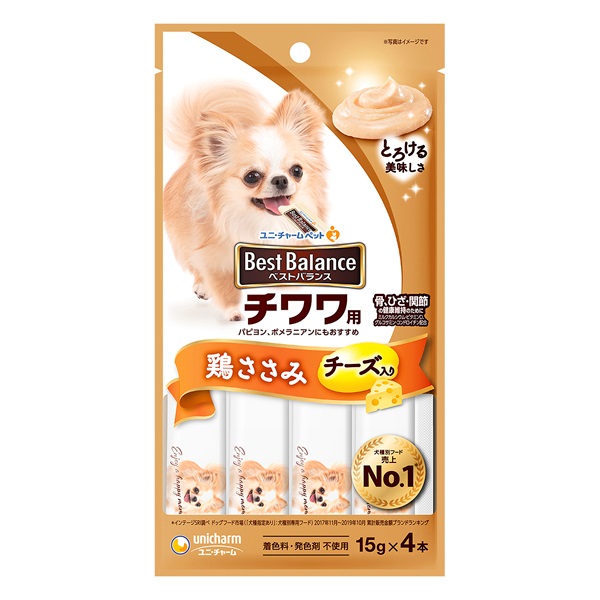 チワワーずです ベストバランス おやつ チワワ用 鶏ささみ チーズ入り 15g×4本 Best