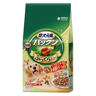 愛犬元気 ゲインズパックン ビーフ・ささみ・緑黄色野菜・小魚入り 2.5kg 愛犬元気 ユニ・チャーム