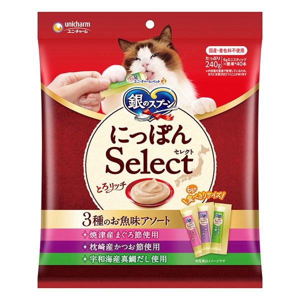 銀のスプーン おやつ にっぽんSelect とろリッチ 240g ユニ・チャーム(3種のお魚味アソート)