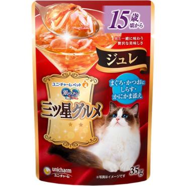 銀のスプーン 三ツ星グルメ パウチ ジュレ 15歳からまぐろ・かつおにしらす・かにかま添え 35g 銀のスプーン ユニ・チャーム