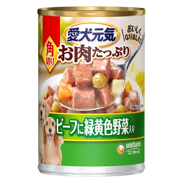 愛犬元気 角切り ビーフに緑黄色野菜入り 375g ユニ・チャーム(375g)