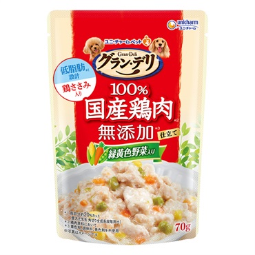 グラン・デリ 無添加仕立て 国産 パウチ 緑黄色野菜入り 70g グラン・デリ Gran‐Deli ユニ・チャーム