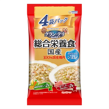 グラン・デリ 総合栄養食 国産 パウチ ジュレ 成犬用 緑黄色野菜入り&ビーフ入り 65g×4袋 Gran-Deli ユニ・チャーム
