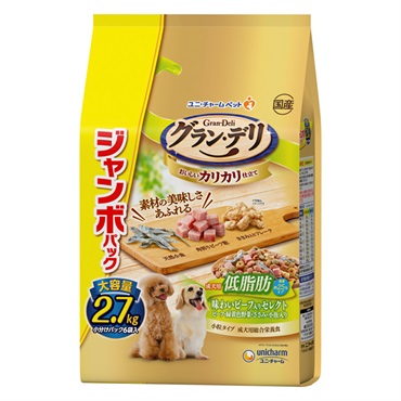 グラン・デリ カリカリ仕立て 成犬用 低脂肪 味わいビーフ入りセレクト 脂肪分約25%カット 2.7kg Gran-Deli ユニ・チャーム
