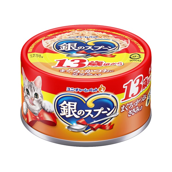 銀のスプーン 缶 13歳頃から まぐろ･かつおにささみ入り 70g ユニ・チャーム(70g)