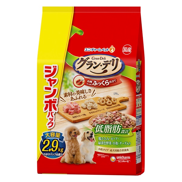 グラン・デリ ふっくら仕立て 低脂肪 鶏ささみ・ビーフ・緑黄色野菜・小魚・チーズ入り 2.9kg Gran-Deli ユニ・チャーム(2.9kg)