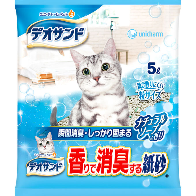 デオサンド 香りで消臭する紙砂 ソープ 5L デオサンド ユニ・チャーム(4520699638804)