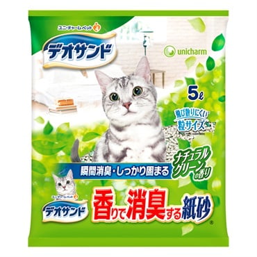 デオサンド 香りで消臭する紙砂 ナチュラルグリーンの香り 5L ユニ・チャーム