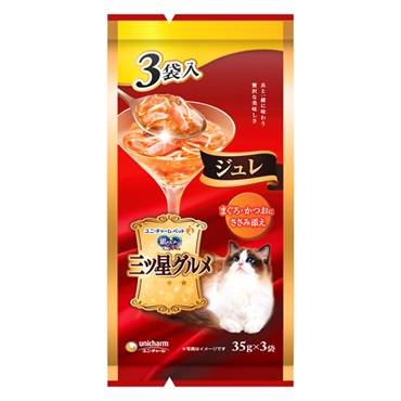 銀のスプーン 三ツ星グルメ パウチジュレ まぐろ･かつおにささみ添え 35g×3袋 ユニ・チャーム