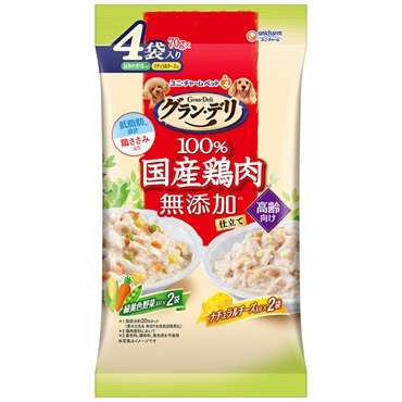 グラン・デリ 無添加仕立て 国産パウチ 高齢犬用 緑黄色野菜入り×ナチュラルチーズ入り 280g グラン・デリ Gran‐Deli ユニ・チャーム