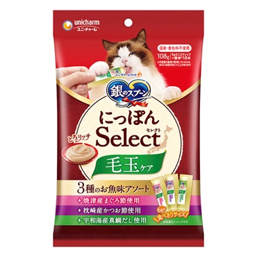 銀のスプーン 三ツ星グルメ おやつ にっぽんSelect とろリッチ 毛玉ケア 3種 まぐろ節&かつお節&真鯛だし 108g ユニ・チャーム