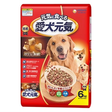 愛犬元気 ビーフ・緑黄色野菜・小魚入り 6kg ユニ・チャーム