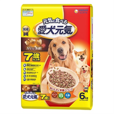 愛犬元気 7歳以上用 ビーフ・緑黄色野菜・小魚入り 6kg ユニ・チャーム