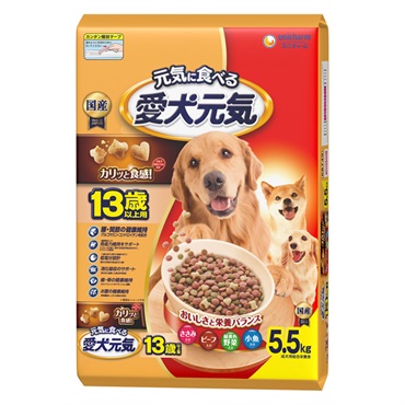 愛犬元気 13歳以上用 ささみ・ビーフ・緑黄色野菜・小魚入り 5.5kg ユニ・チャーム