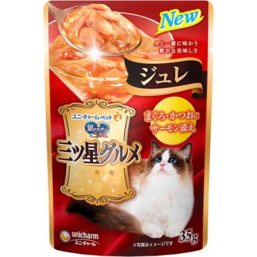 銀のスプーン 三ツ星グルメ パウチ ジュレ まぐろ・かつおにサーモン添え 35g 銀のスプーン ユニ・チャーム