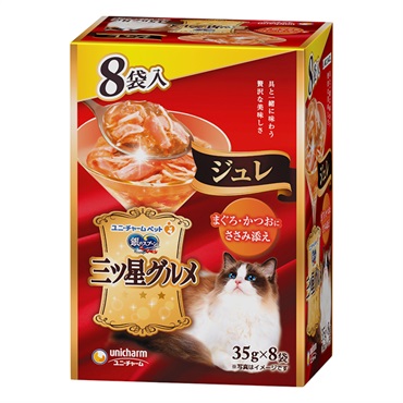 銀のスプーン 三ツ星グルメ パウチジュレ まぐろ･かつおにささみ添え 35g×8袋 ユニ・チャーム